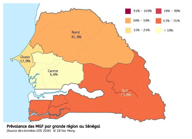 Prevalence Map: FGM in Senegal (2018, French)